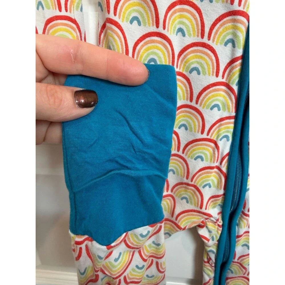 34.Little Sleepies Rainbow Bamboo Zippy Pajamas 18-24 Months Teal Trim LS